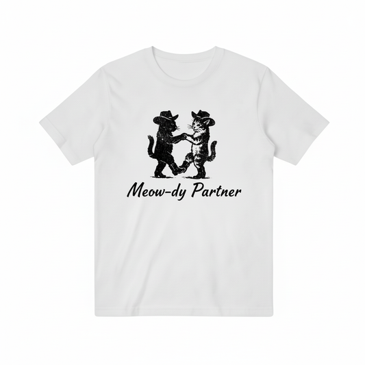 Meow-dy Partner T-shirt - Pure White Background