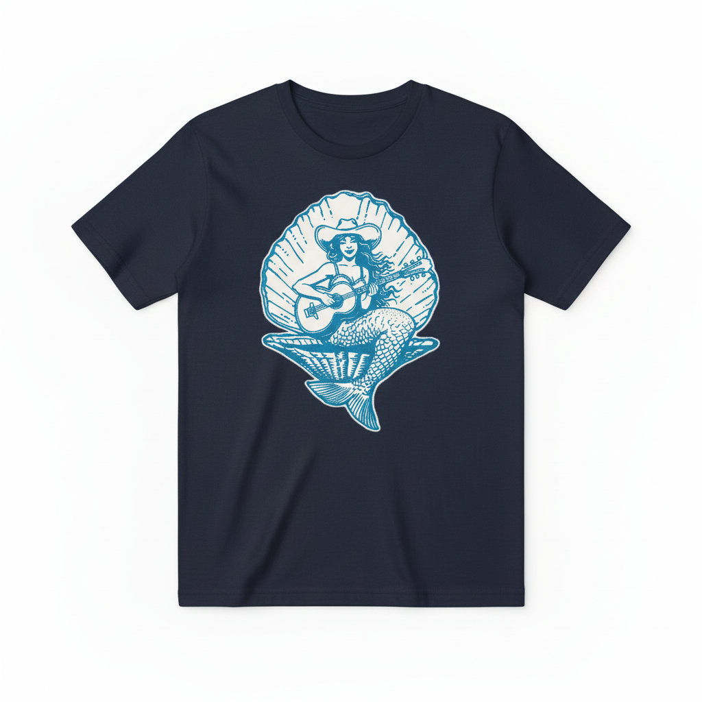 Mermaid Guitarist Design - Navy Blue