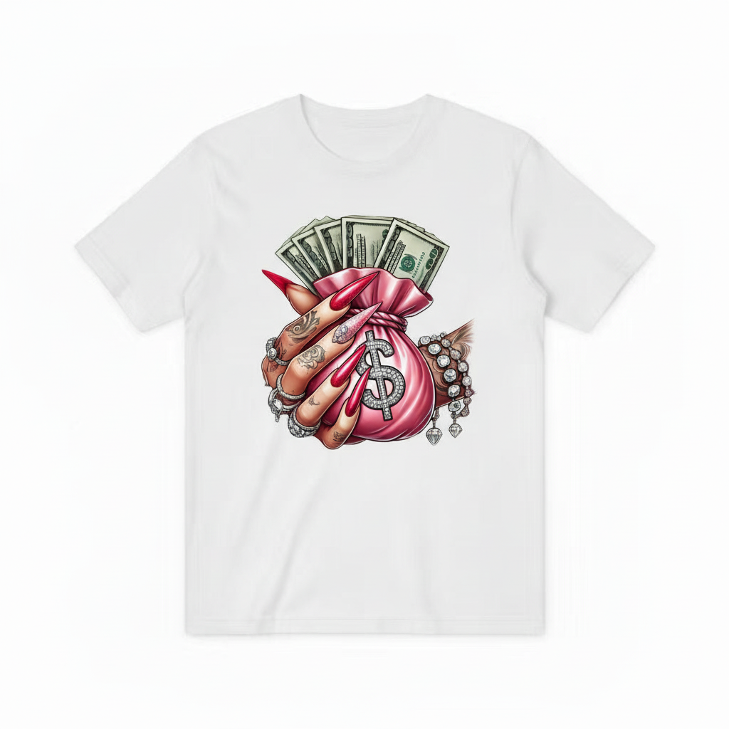 Money Bag Design T-Shirt - White