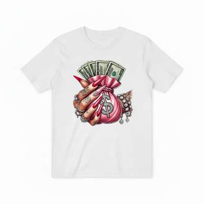 Money Bag Design T-Shirt - White