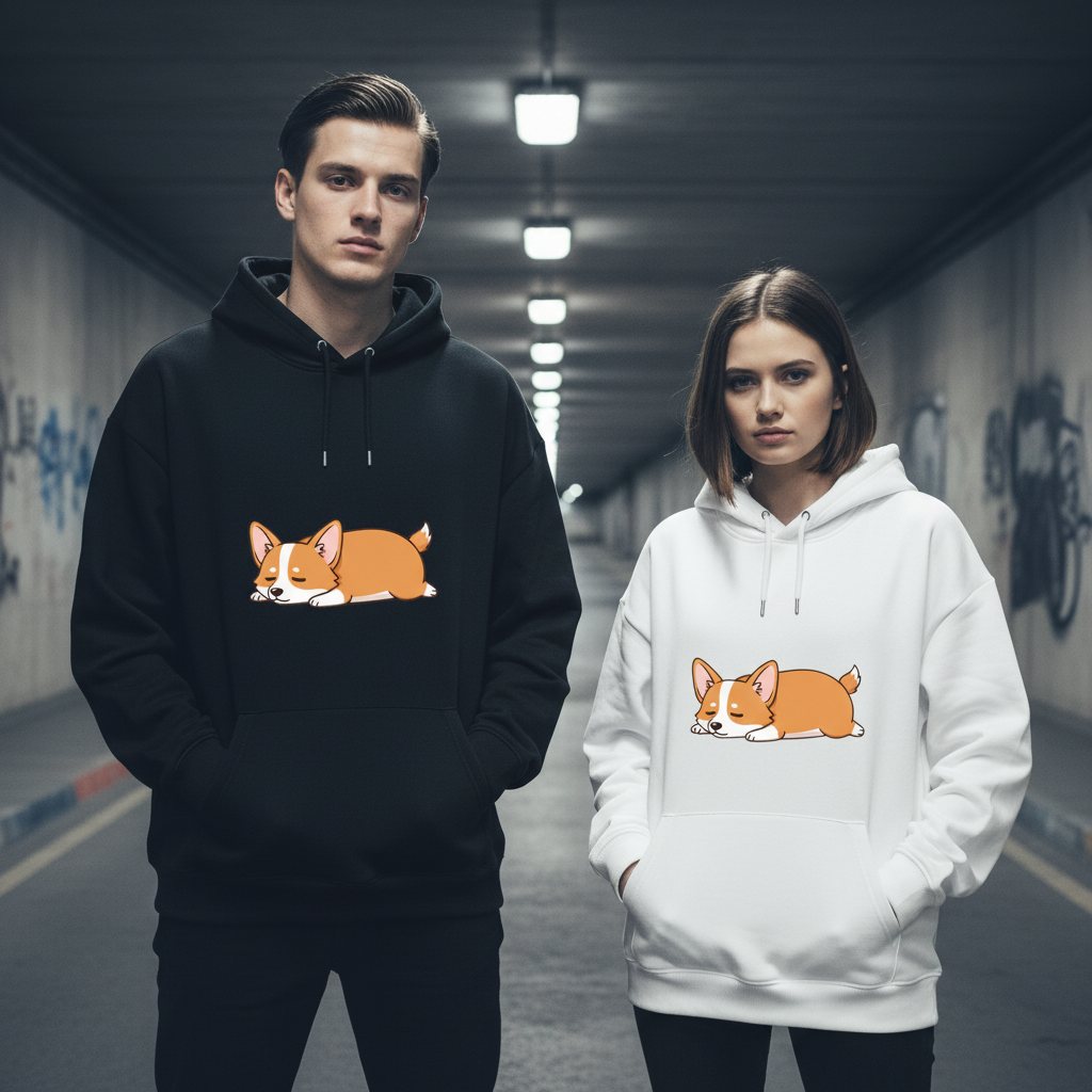 Lazy Corgi Graphic Hoodie H1101