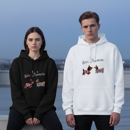 Pixel Art Dog Duo Stripe Sweater Hoodie H1061