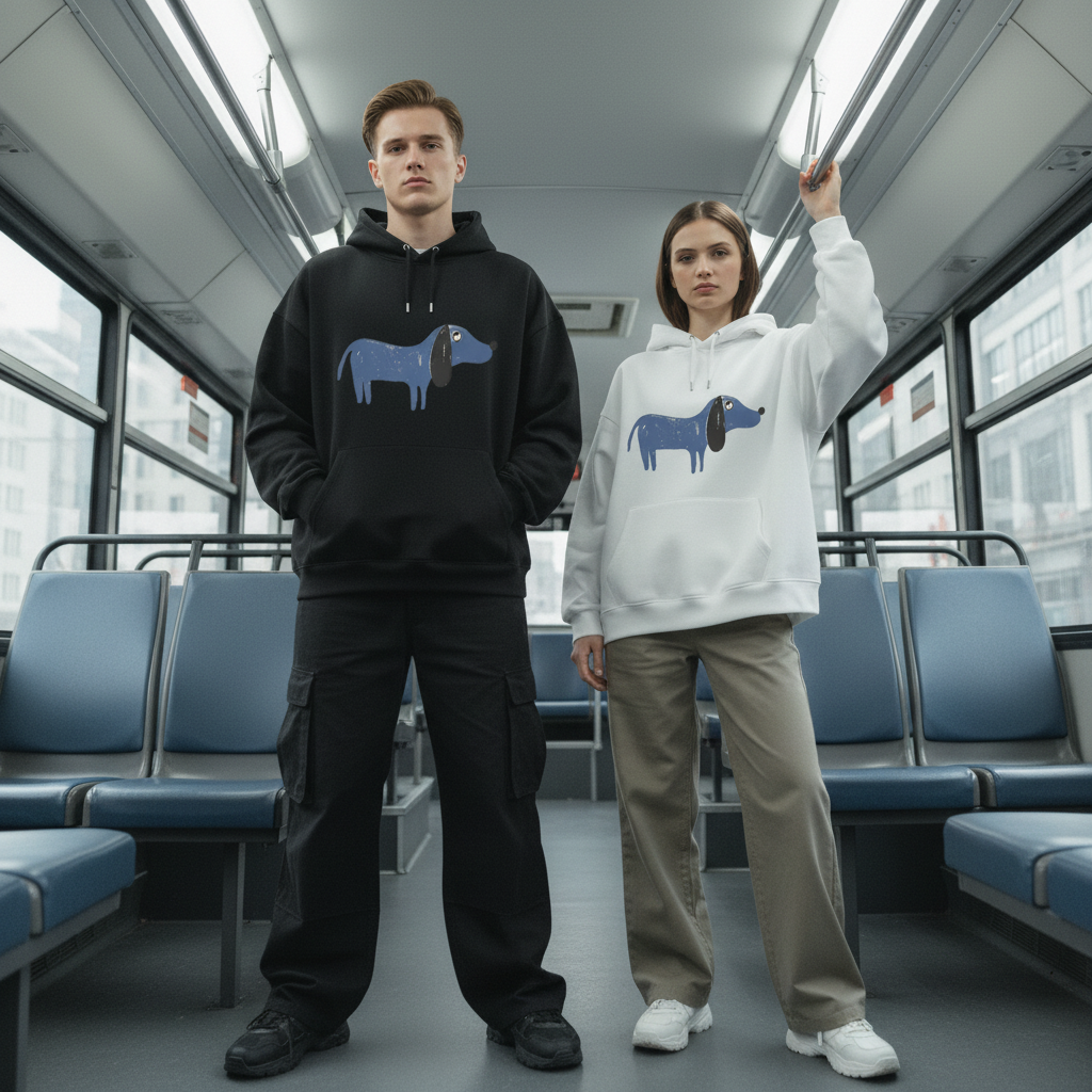 Sketchy Blue Dachshund Graffiti Hoodie H1060