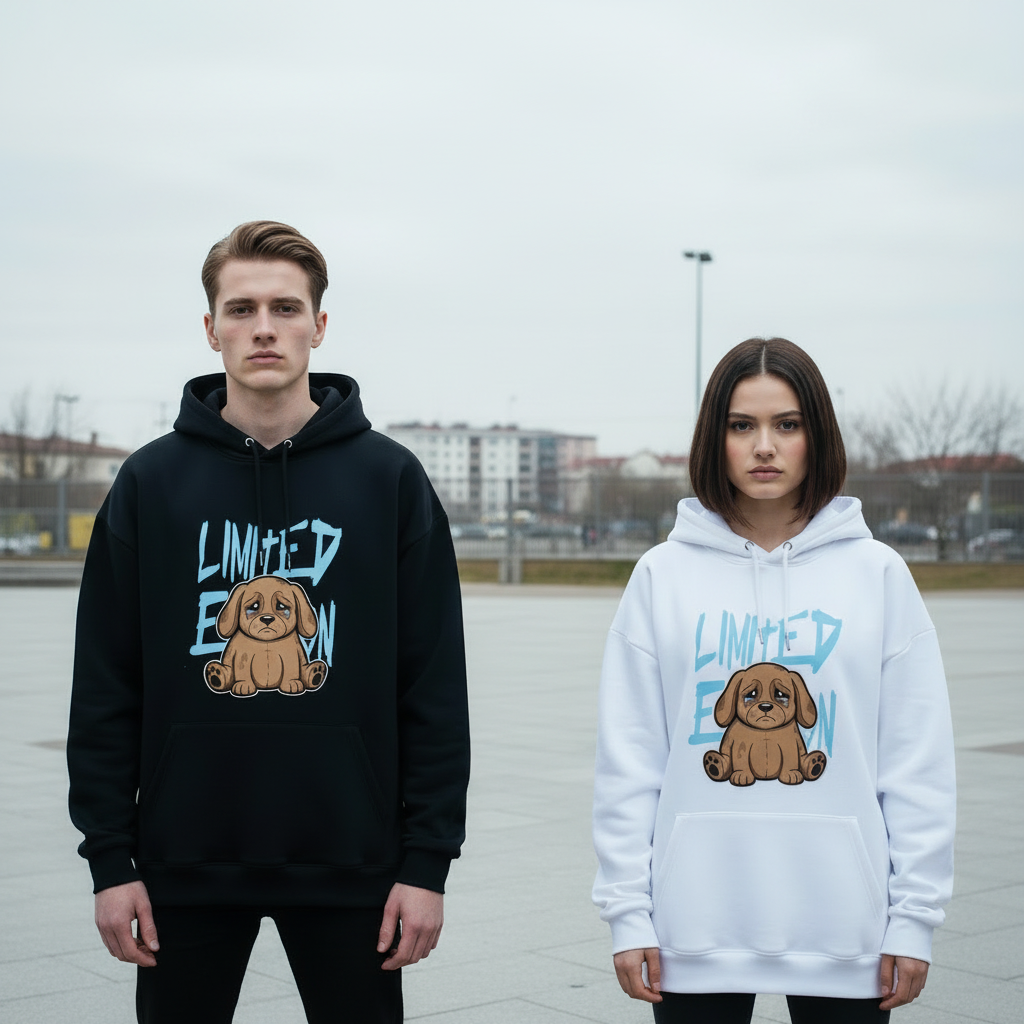 Limited Edition Crying Puppy Graffiti Graphic Hoodie H1085