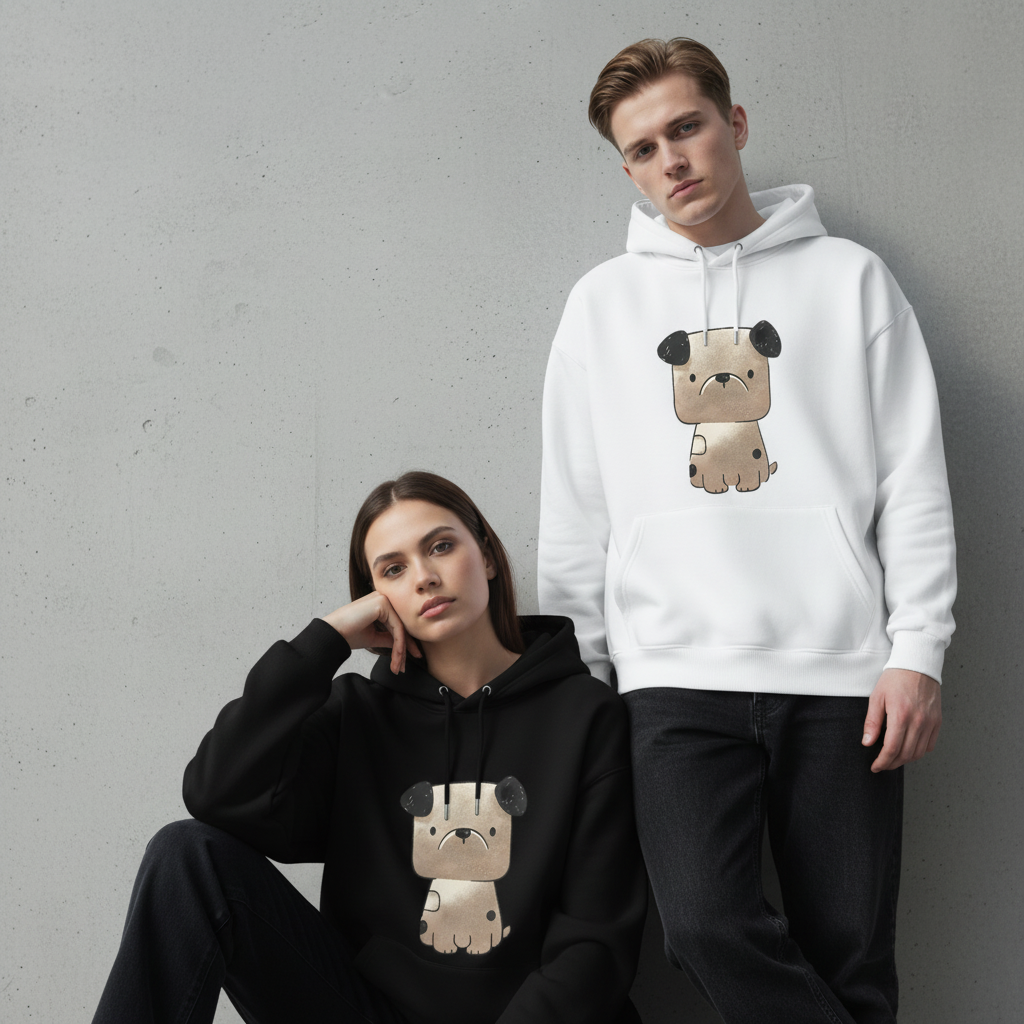 Minimalist Puppy Dog Graphic Hoodie H1032