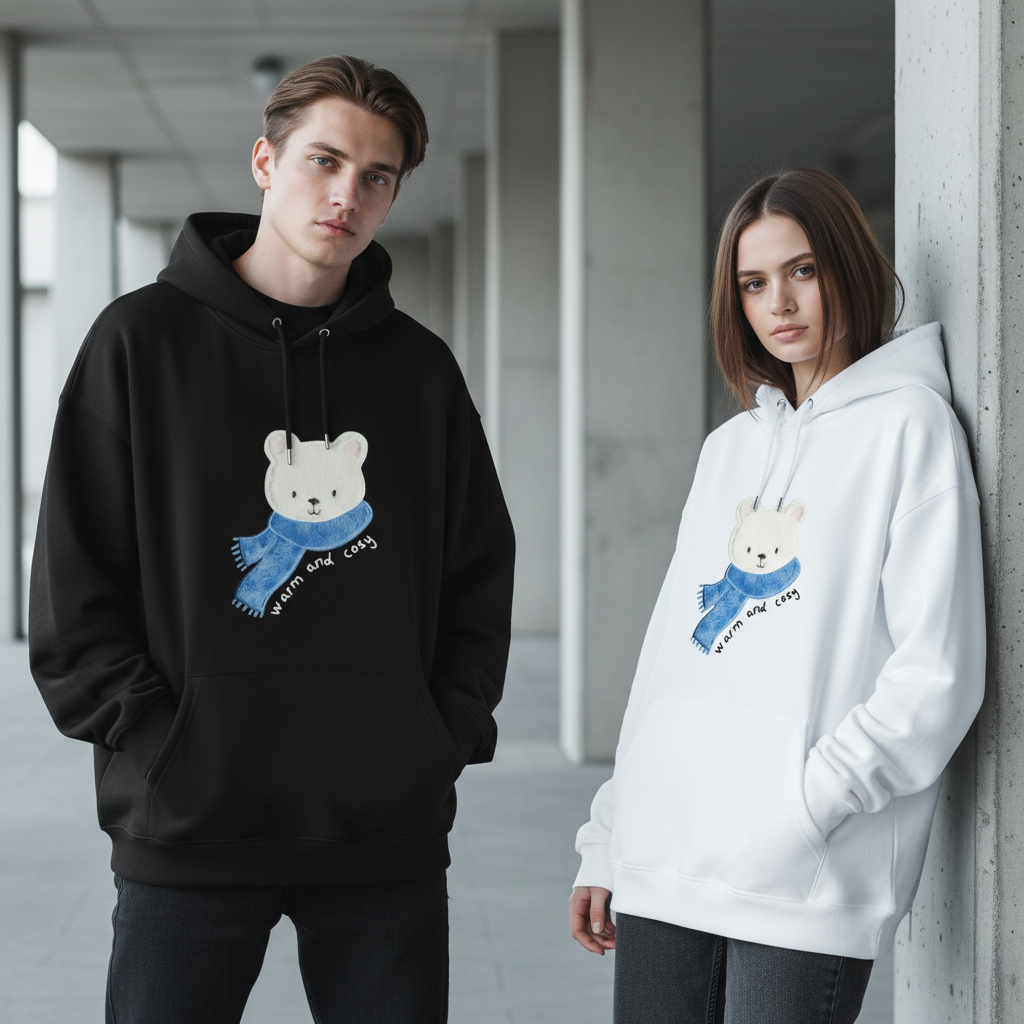 Warm And Cosy Polar Bear Scarf Hoodie H1073