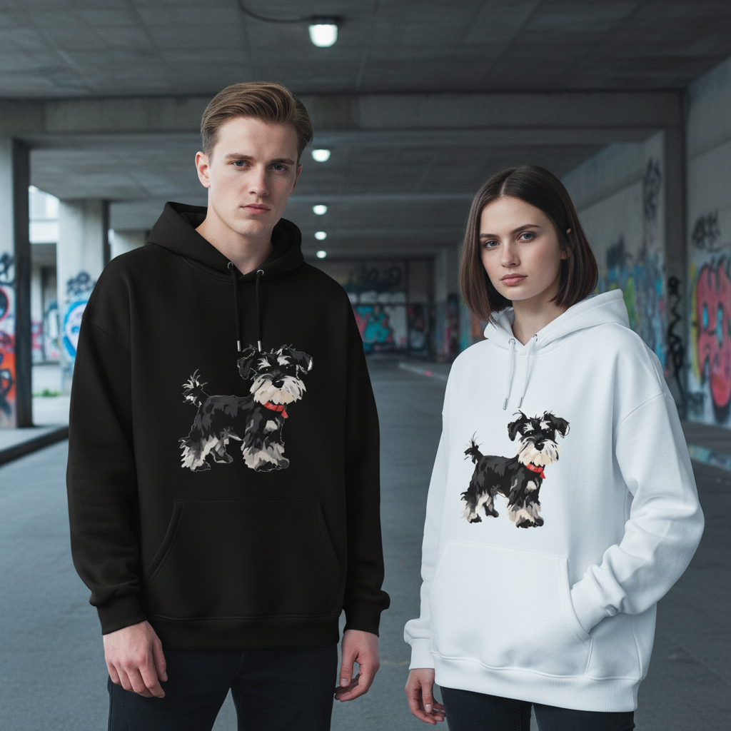 Cute Schnauzer Puppy Watercolor Art Hoodie H1097