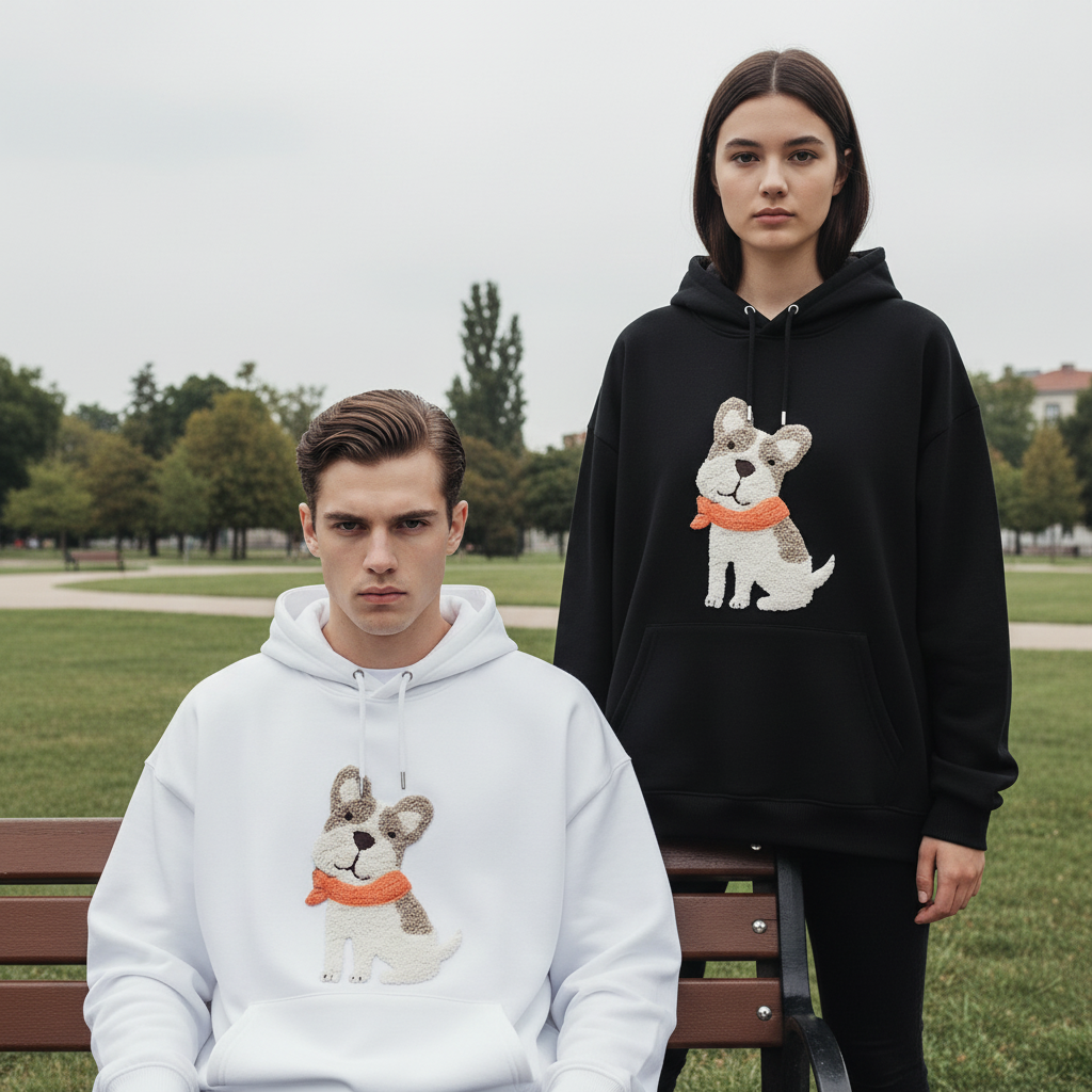 Frenchie Puppy Orange Scarf Hoodie H1053