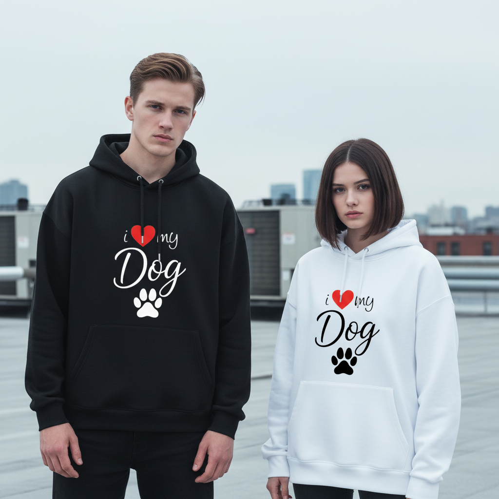 I Love My Dog Paw Print  Hoodie H1092