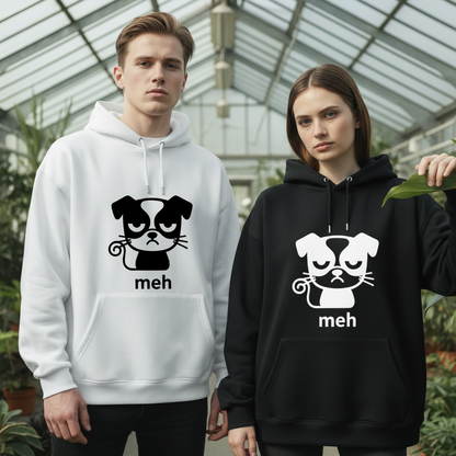Meh Grumpy Dog Cat Whiskers Funny Hoodie H1079
