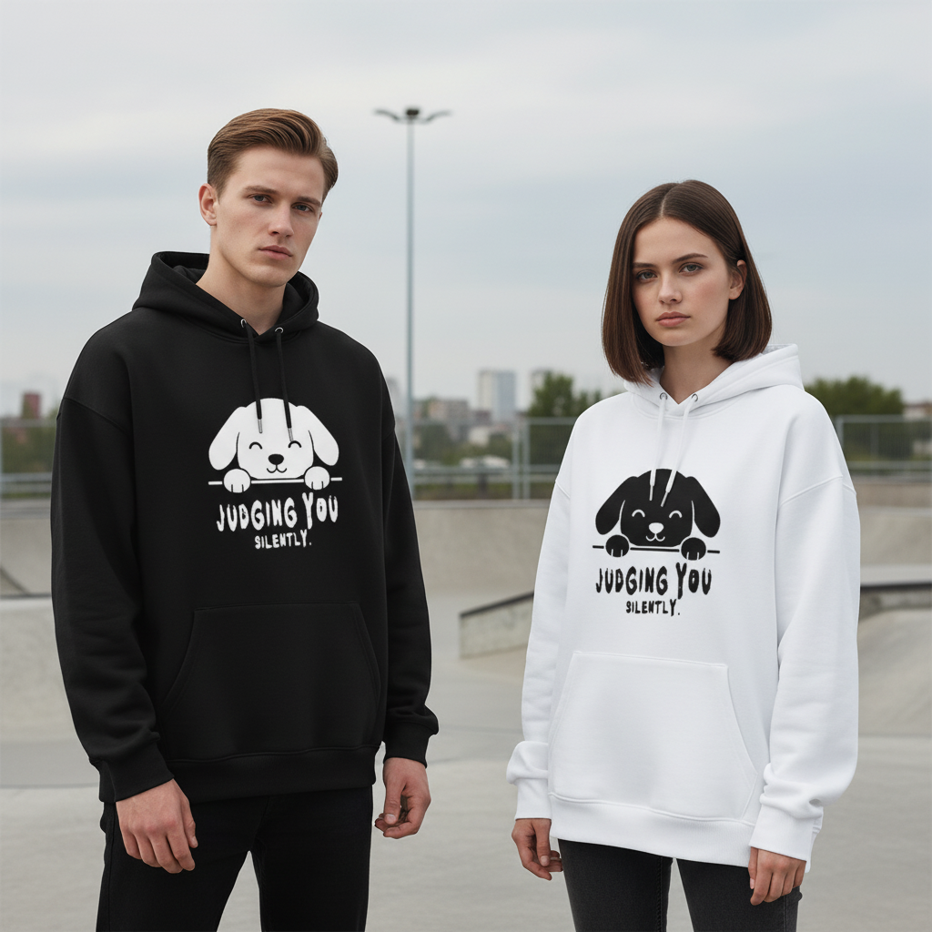 Judging You Silently Funny Puppy Hoodie H1090