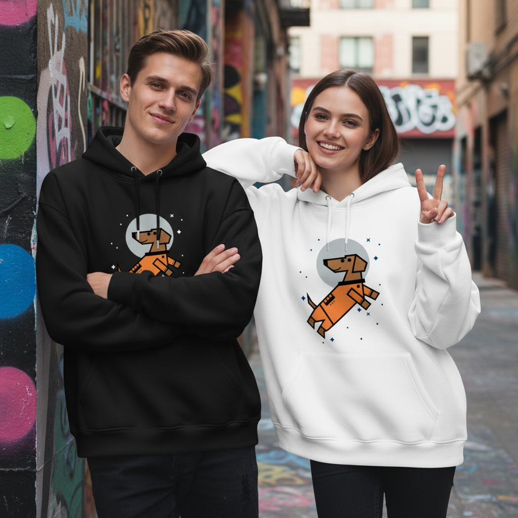 Space Astronaut Dachshund Cute Graphic Hoodie H1112