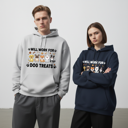 Will Work For Dog Treats Five Dogs Funny Hoodie H1082
