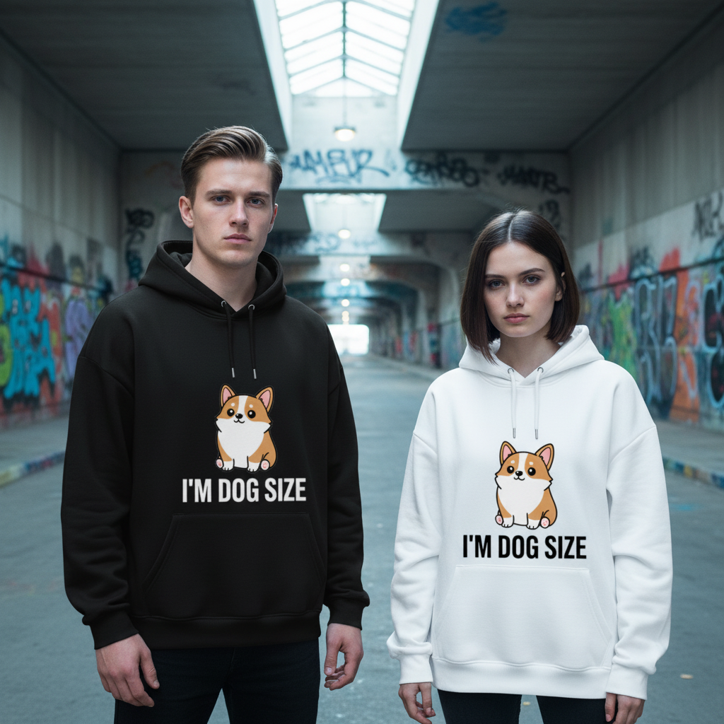 I'm Dog Size Funny Corgi Puppy Graphic Hoodie H1088