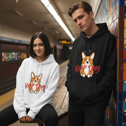 Keep Dry Cute Corgi Funny Graphic Hoodie H1114