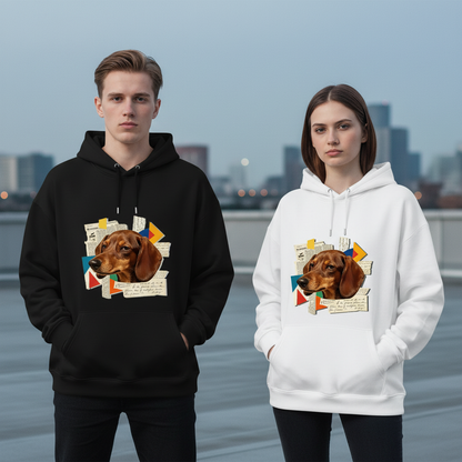 Retro Collage Dachshund Graphic Hoodie H1108