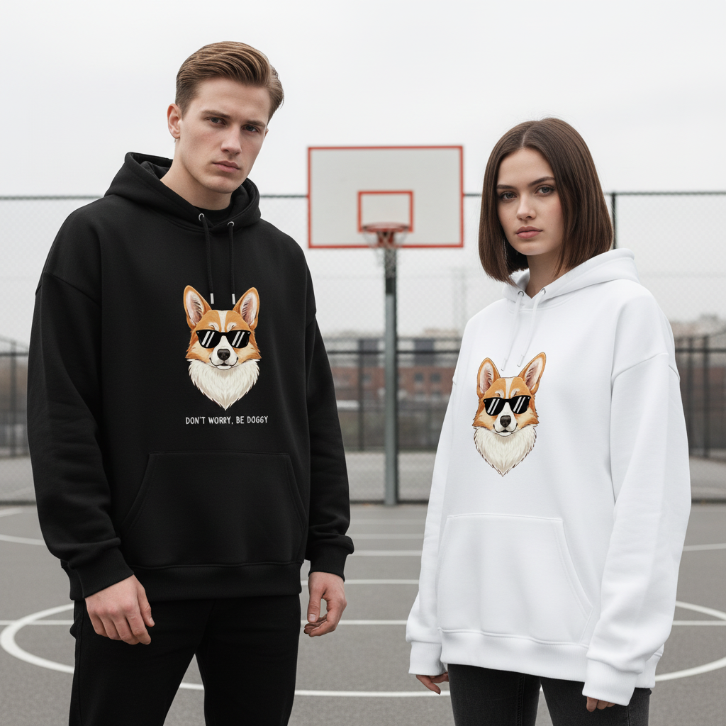 Don't Worry Be Doggy Funny Corgi Sunglasses Hoodie H1094