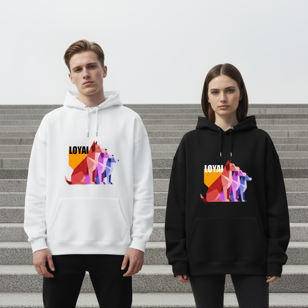 Loyal Geometric Dogs Colorful Graphic Hoodie H1109