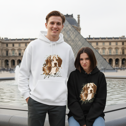 Winston Beagle Watercolor Portrait Graphic Hoodie H1110