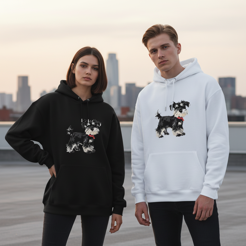 Cute Schnauzer Puppy Watercolor Art Hoodie H1097