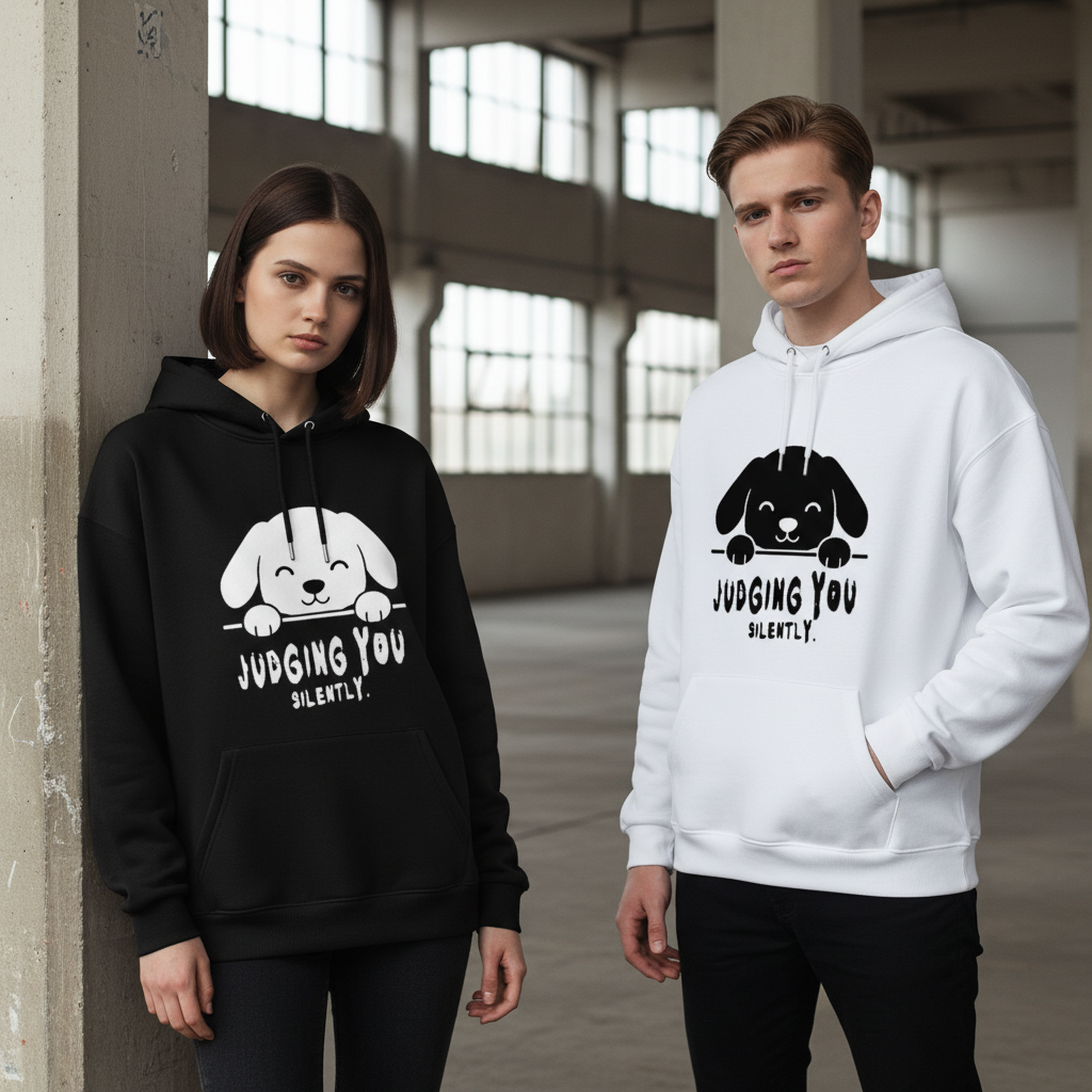 Judging You Silently Funny Puppy Hoodie H1090