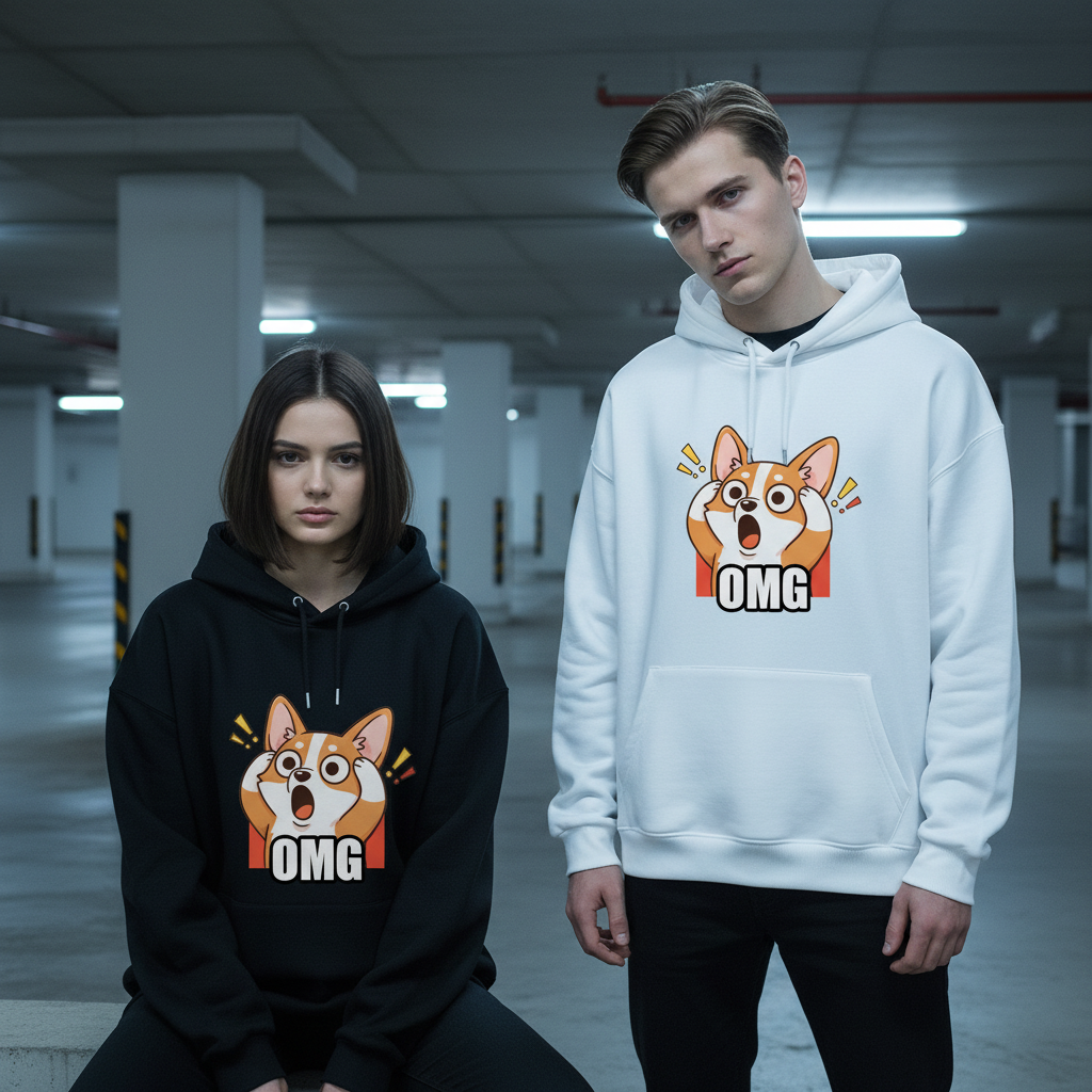 OMG Shocked Corgi Funny Graphic Hoodie H1104