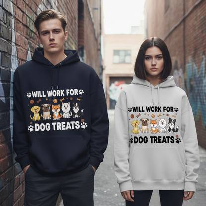 Will Work For Dog Treats Five Dogs Funny Hoodie H1082