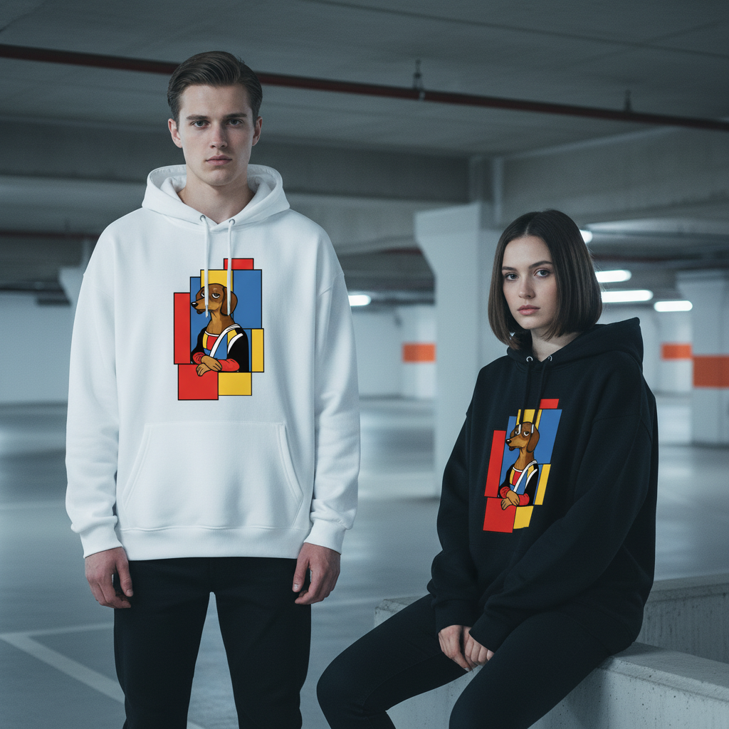 Mona Lisa Dachshund Art Funny Graphic Hoodie H1107