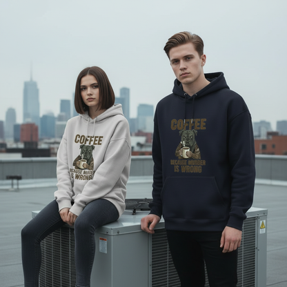Coffee Because Murder Is Wrong Tattooed Bulldog Hoodie H1084