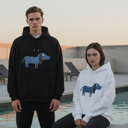 Sketchy Blue Dachshund Graffiti Hoodie H1060