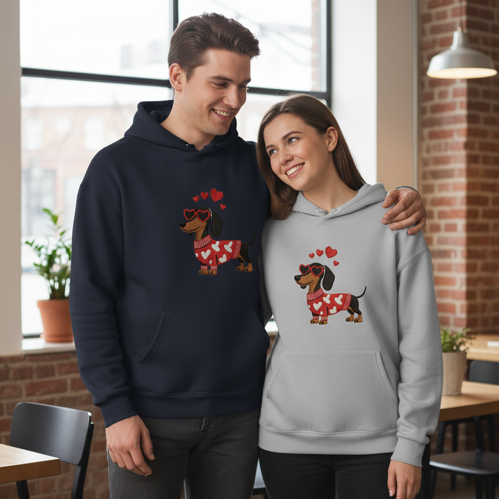 Dachshund Heart Sweater Hoodie H2000
