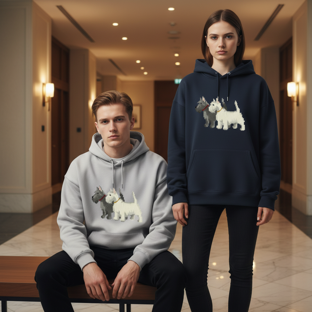 Pixel Art Scottie Westie Dog Duo Hoodie H1056