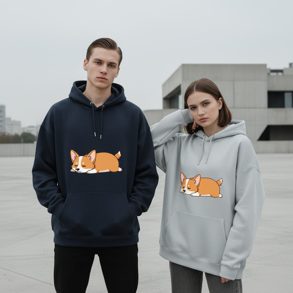 Lazy Corgi Graphic Hoodie H1101
