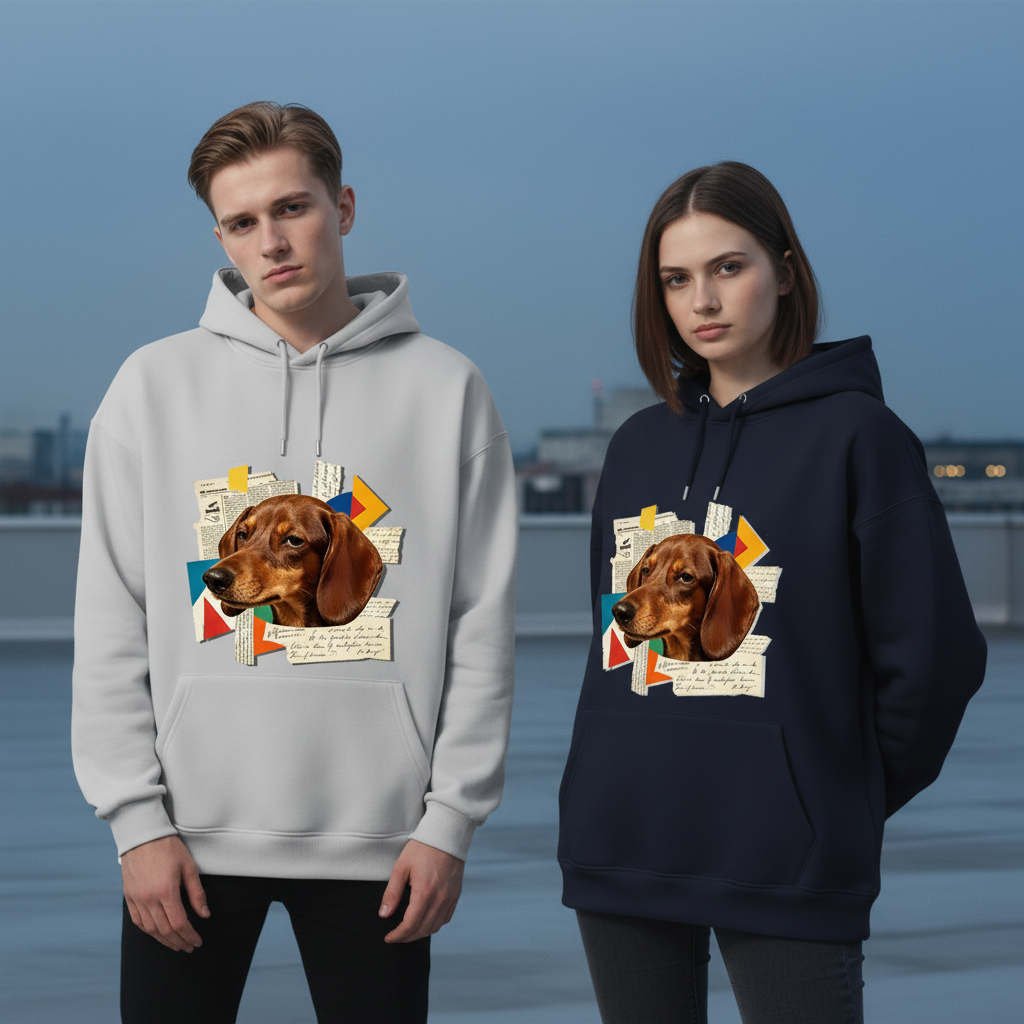 Retro Collage Dachshund Graphic Hoodie H1108