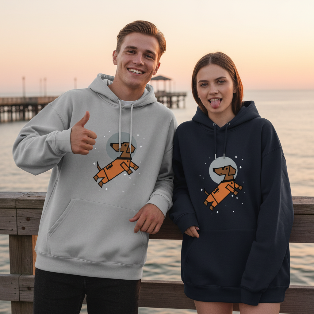 Space Astronaut Dachshund Cute Graphic Hoodie H1112