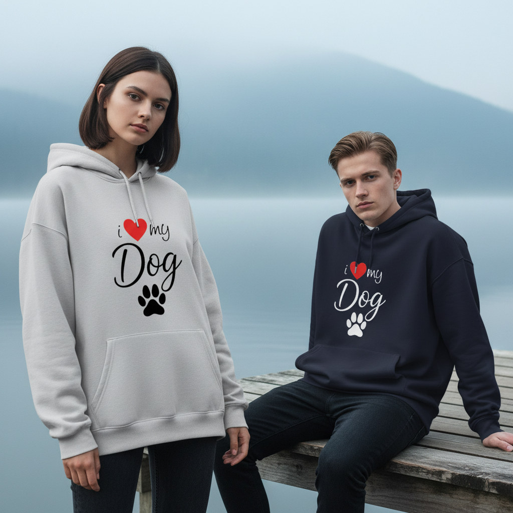 I Love My Dog Paw Print  Hoodie H1092