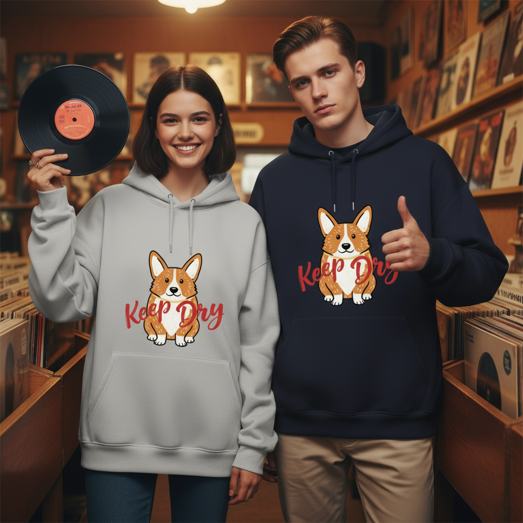 Keep Dry Cute Corgi Funny Graphic Hoodie H1114