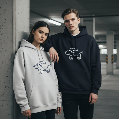 Woof Minimalist Dachshund Line Hoodie H1066