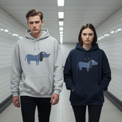 Sketchy Blue Dachshund Graffiti Hoodie H1060