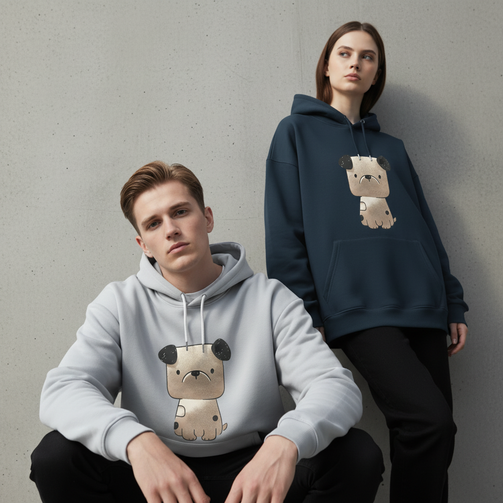 Minimalist Puppy Dog Graphic Hoodie H1032