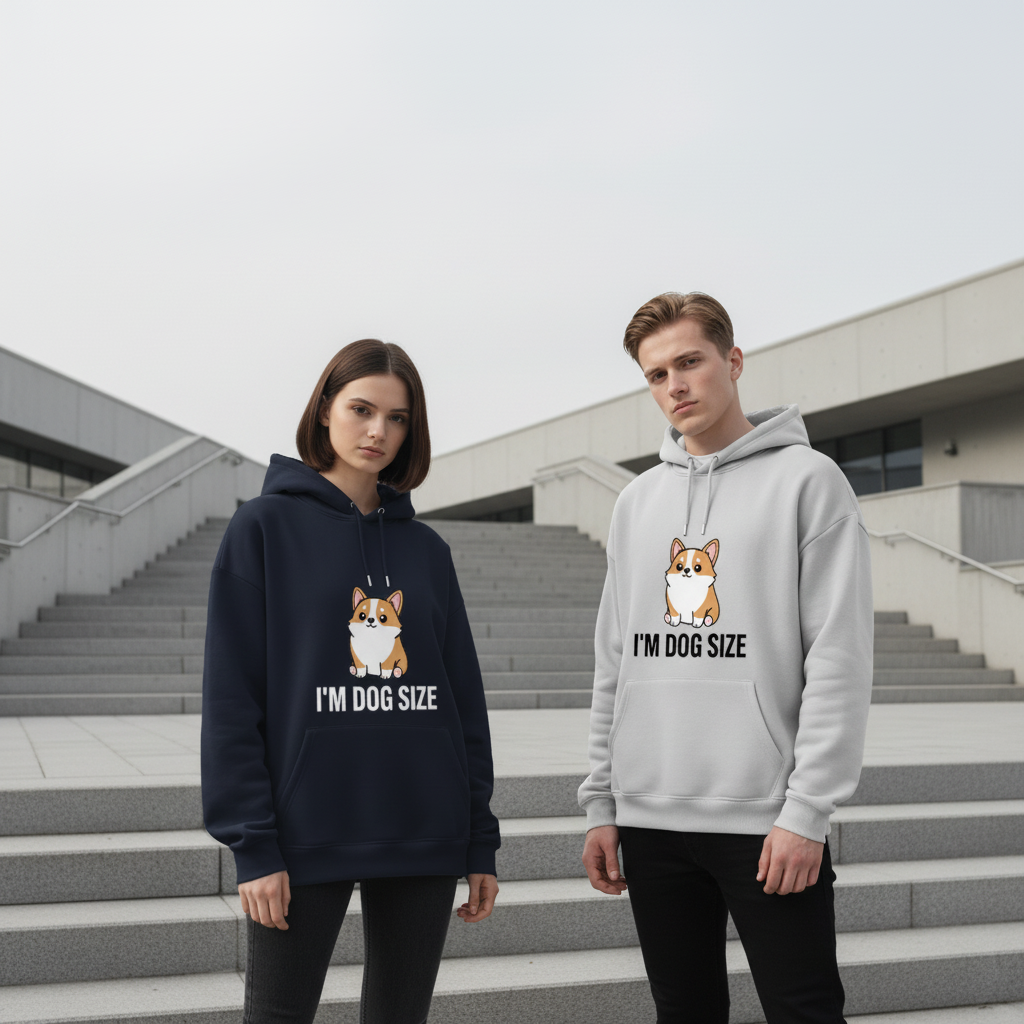 I'm Dog Size Funny Corgi Puppy Graphic Hoodie H1088