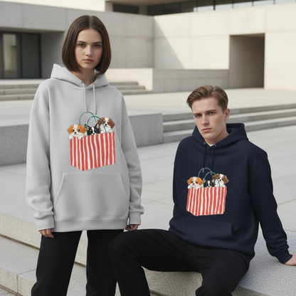 Three Puppies Striped Bag Kawaii Cut Hoodie H1096