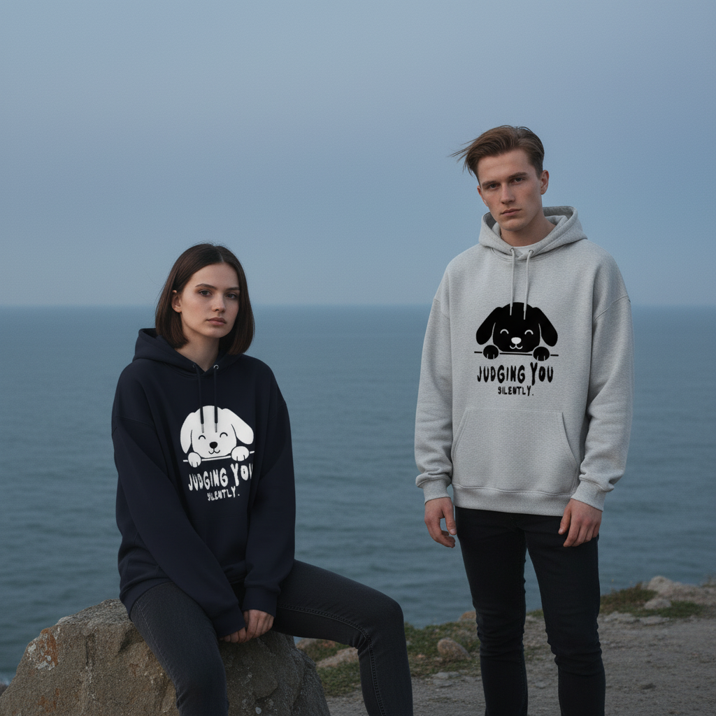 Judging You Silently Funny Puppy Hoodie H1090