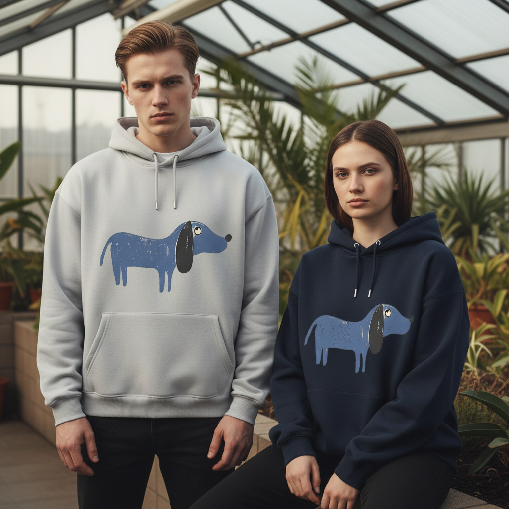 Sketchy Blue Dachshund Graffiti Hoodie H1060