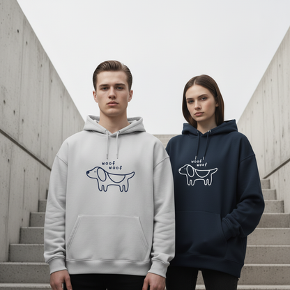 Woof Minimalist Dachshund Line Hoodie H1066