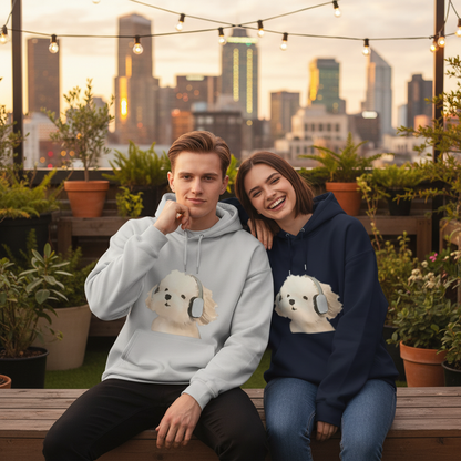 Fluffy Puppy Headphones Cute Graphic Hoodie H1116