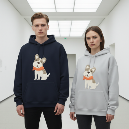 Frenchie Puppy Orange Scarf Hoodie H1053