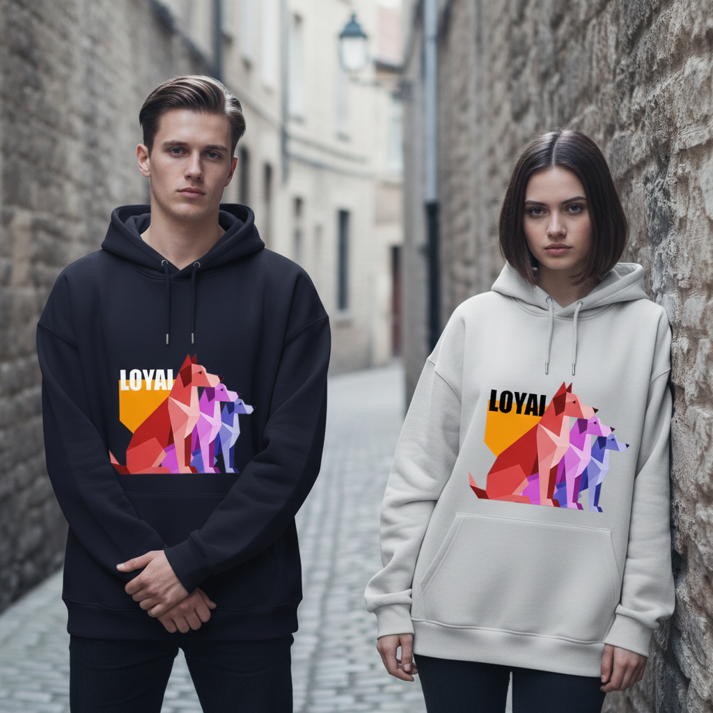 Loyal Geometric Dogs Colorful Graphic Hoodie H1109