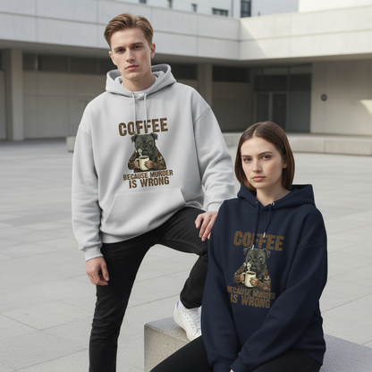 Coffee Because Murder Is Wrong Tattooed Bulldog Hoodie H1084