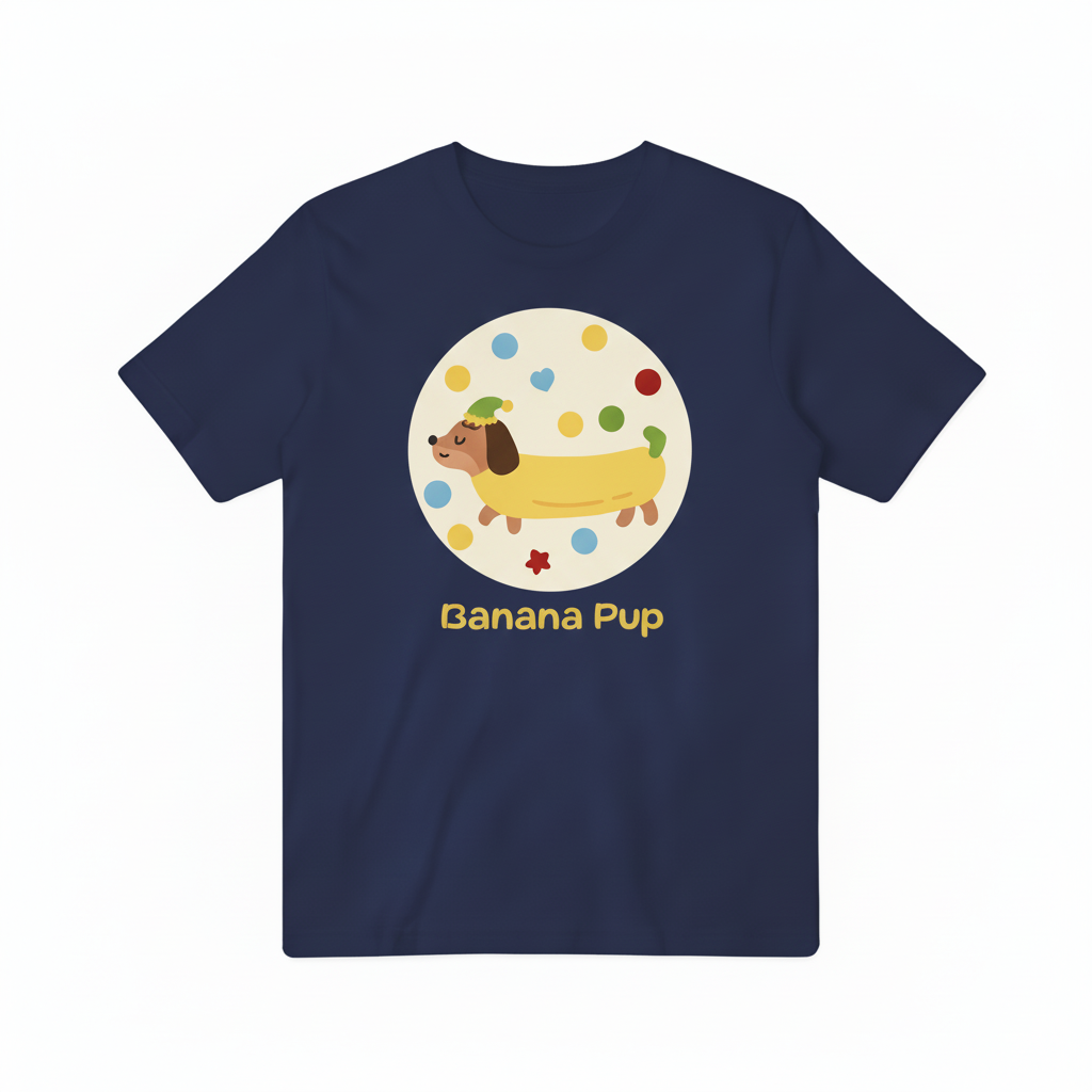 Navy Blue Banana Pup T-shirt
